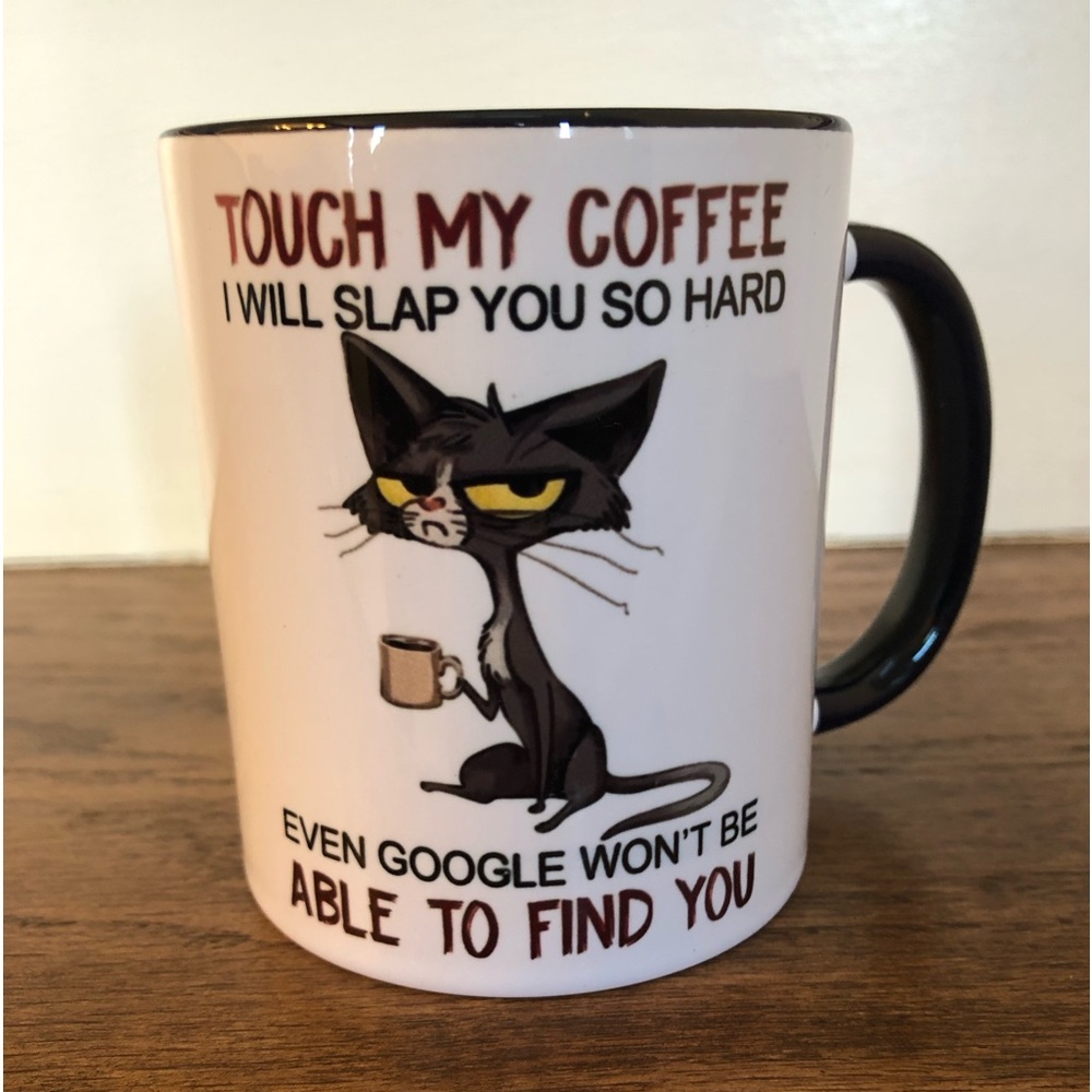 Grumpy Black Cat Coffee Mug